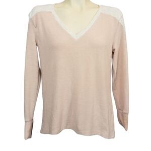 Poof NY Pink &‎ White Chevron Sweater Size Large